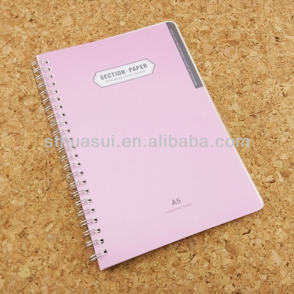 spiral style and pp, pvc, hard cover cover material notebook