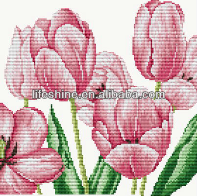 flores chino cruz puntada patrones tulipán, puntada de cruz