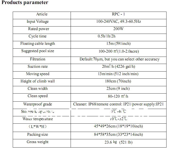 pool cleaner parameter.jpg