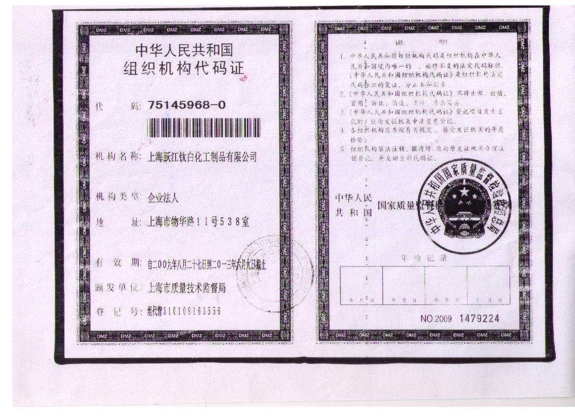 Organization Code Certificate