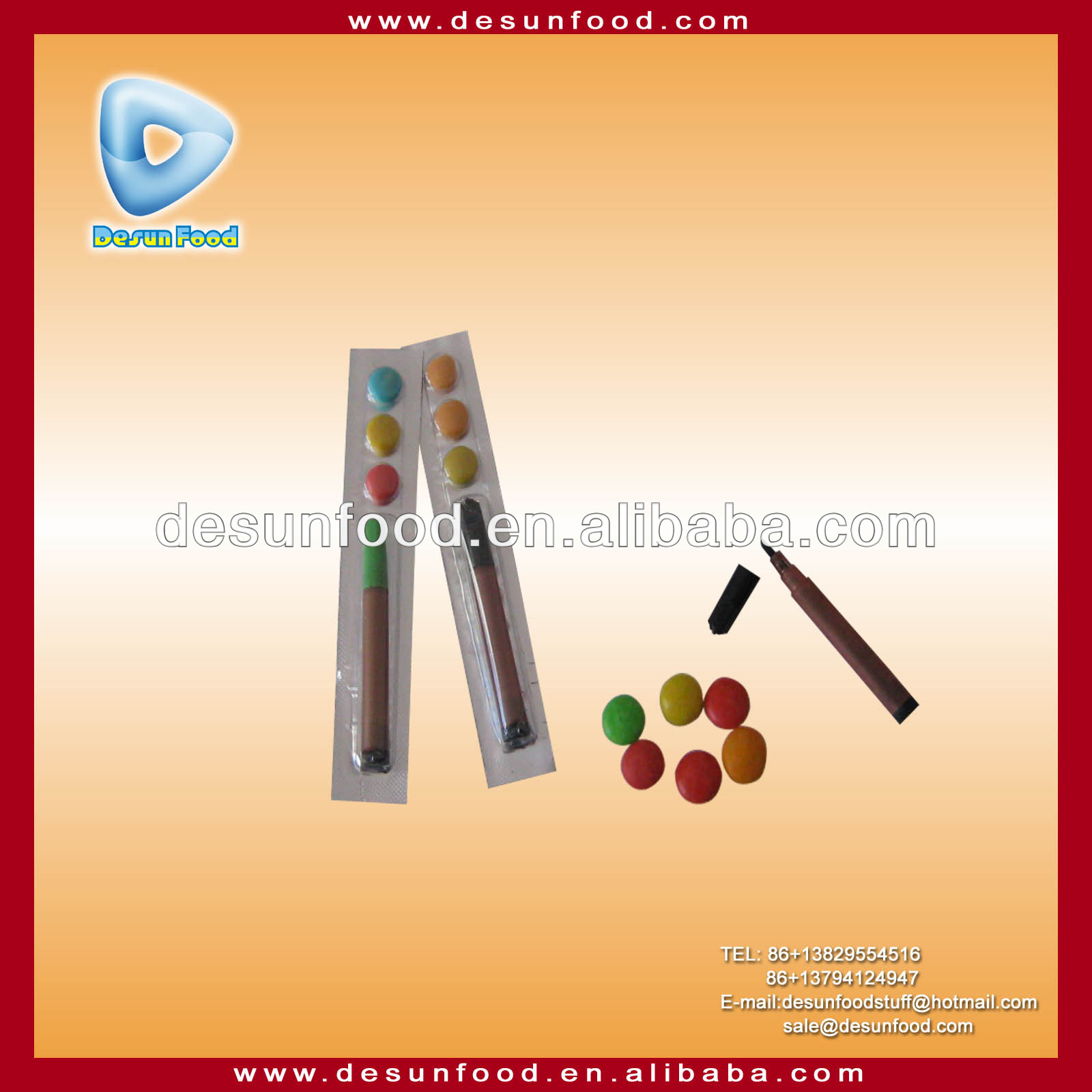 Chocolate bean with colored pen