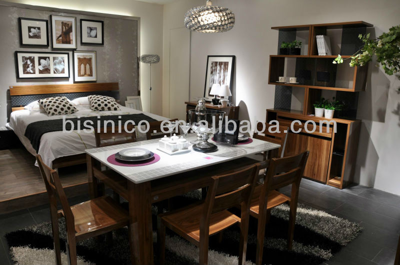 Nuevo elemento de diseño moderno de madera casa de juego de ... Juegos de comedor modernos con base de madera y vidrio