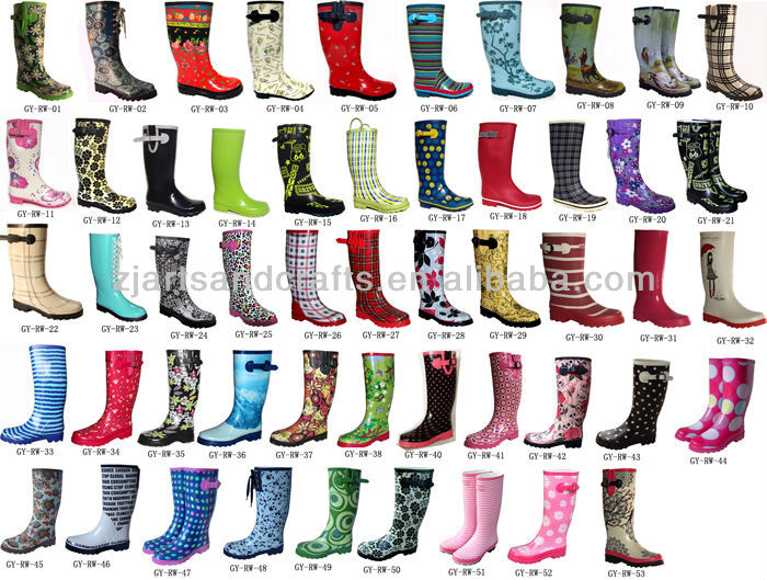 ストライプ防水2014年ファッションwelliesラバーレインブーツ女性のための問屋・仕入れ・卸・卸売り
