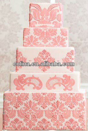 Feathered Scroll Cake stencil for wedding cake decorating