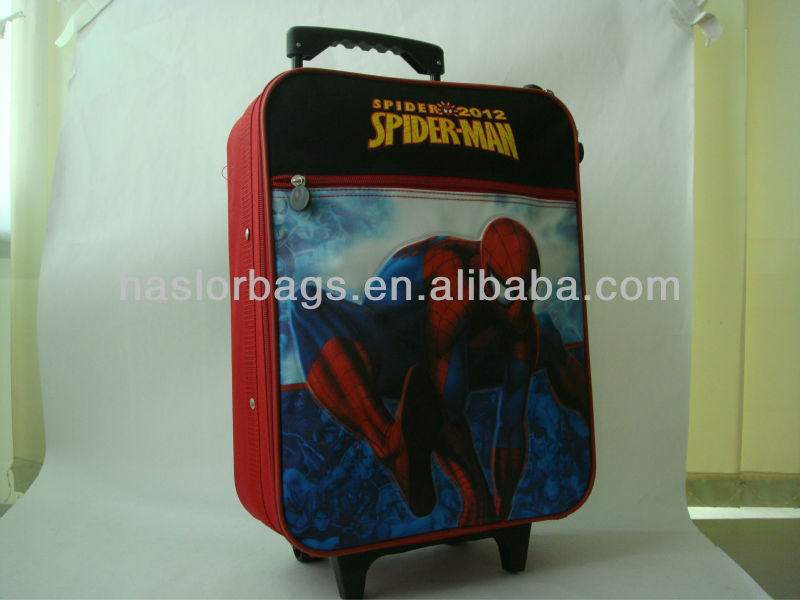 Red colour kids travel bag with wheels for wholesale