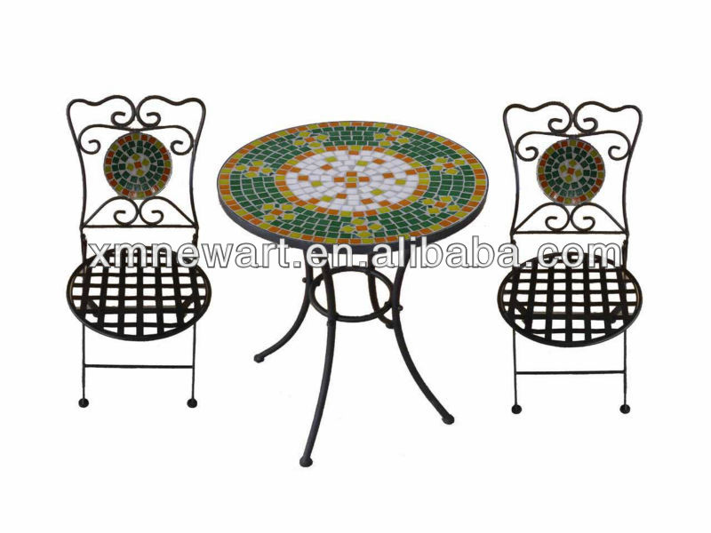 2016パティオモザイクタイル金属庭のテーブルと椅子安い屋外鋳鉄ガーデン家具仕入れ・メーカー・工場