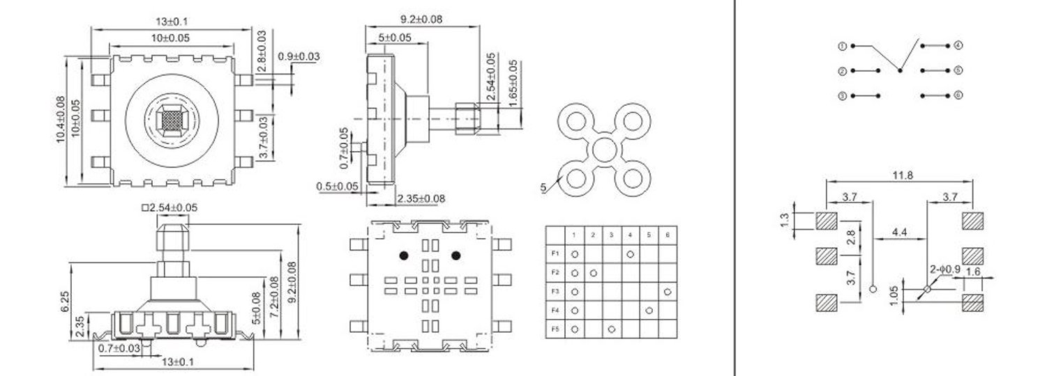 Smd41010mm6ピン方向+マルチセンタープッシュ機能ly-a07-03bミニチュアスイッチ仕入れ・メーカー・工場