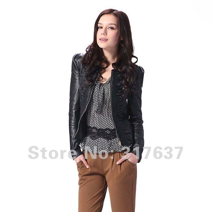 Free Shipping Via EMS 2012 New Arrival Female 100% Geniune Lambskin Leather Short Jacket#11145 Free Shipping Via EMS 2012 New Arrival Female 100% Geniune Lambskin Leather Short Jacket#11145