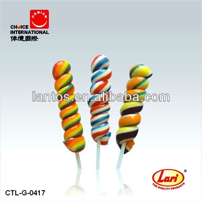 15g mixed colours hard swirl candy lollipop