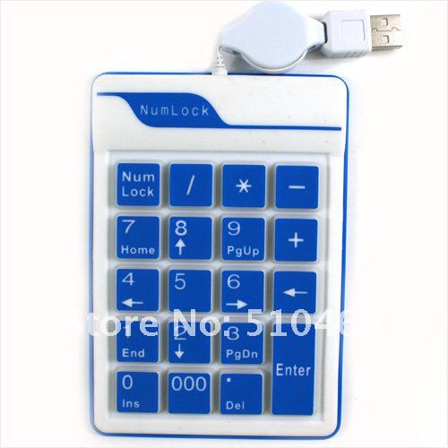 Wholesale ! Waterproof silicon Numeric Keypad, USB silicone Numpad keyboard for Laptop,PC, 19 keys