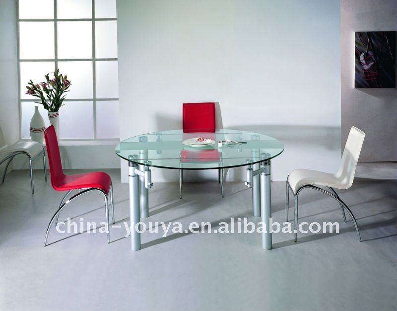 Moderno extensible mesa redonda de comedor y silla de comedor ...