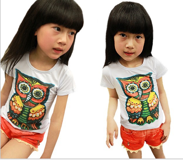 Short sleeve owl girl tee shirts children t shirt kids tees tops summer 2013 for 3~7 years 5pcslot wholesale (7).jpg