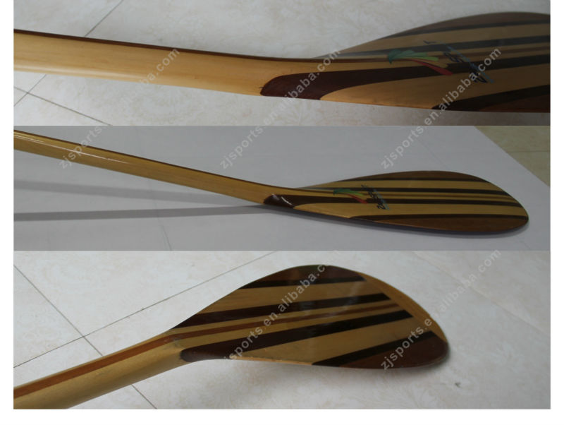 Chinese Single Bent Shaft Full Wood Outrigger Canoe Paddle for Sale