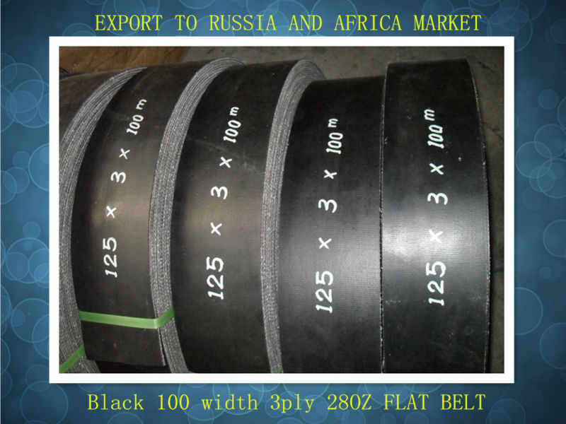 Black 100mm width 3 ply 28OZ flat belt1212