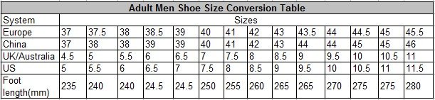 men shoe size conversion
