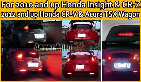 B-Honda CR-Z CR-V Insight Acura TSX Wagon Red Lens LED Bumper Reflector Lights 04