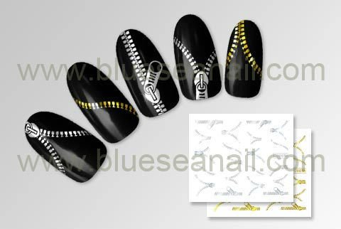 Zipper Nail Design - Buy Nail Design,Custom Nail Design Sticker,Decal Nail
