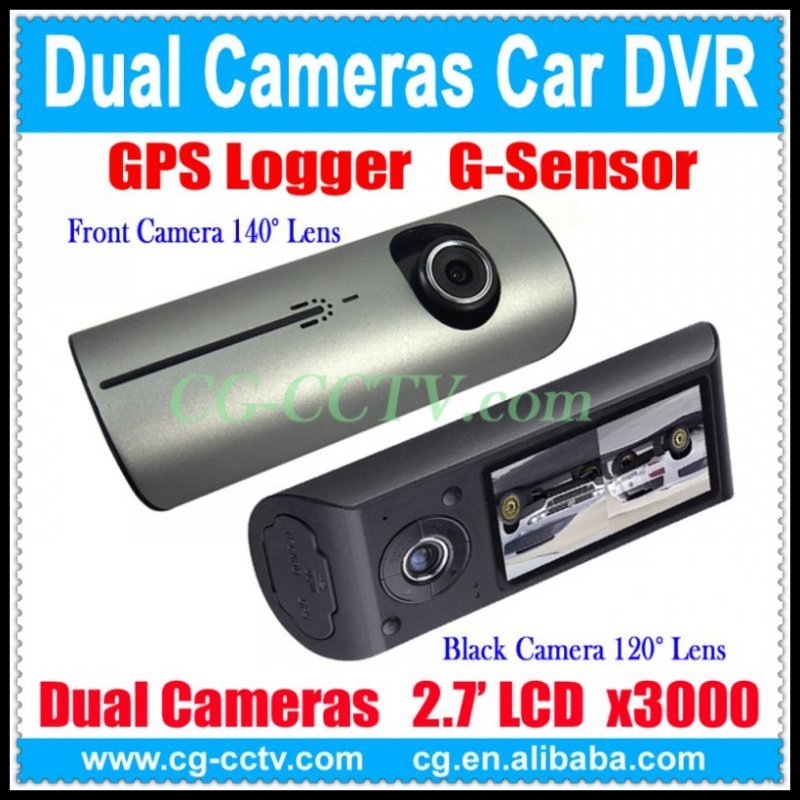 X3000 2.7 "LCD Wide Angle Dual Cameras Car DVR with GPS Logger,Freeshipping,Dropshipping