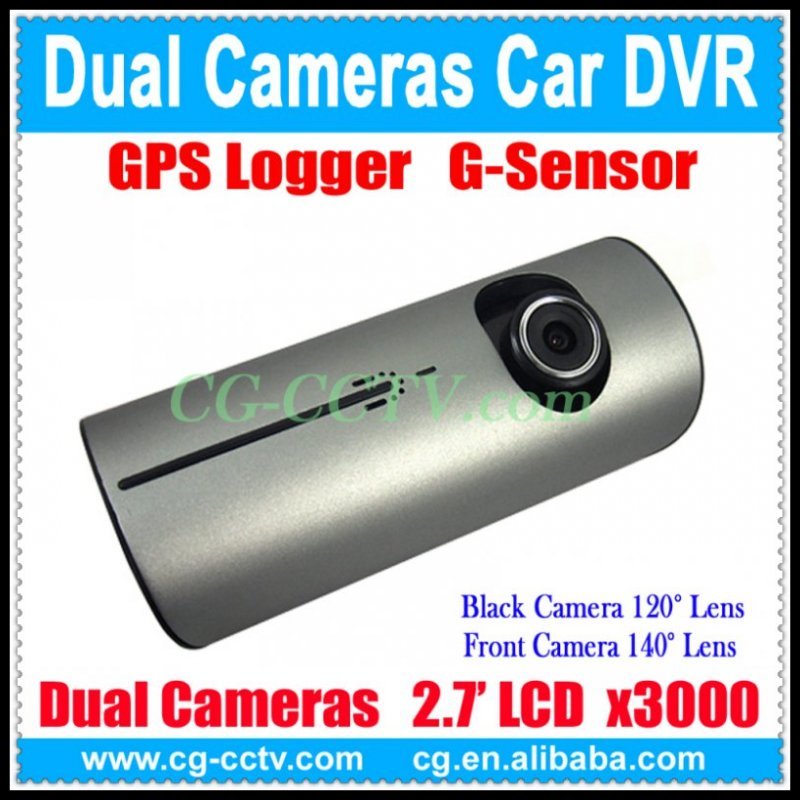 X3000 2.7 "LCD Wide Angle Dual Cameras Car DVR with GPS Logger,Freeshipping,Dropshipping