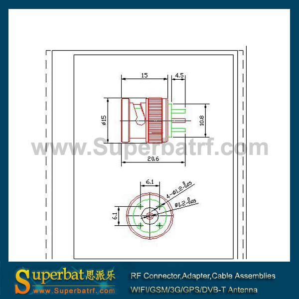 bncオスコネクタスルー垂直pcbマウント穴のプラグ仕入れ・メーカー・工場