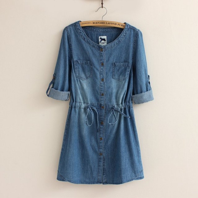 2014 Spring and autumn new denim blue woman dress ...