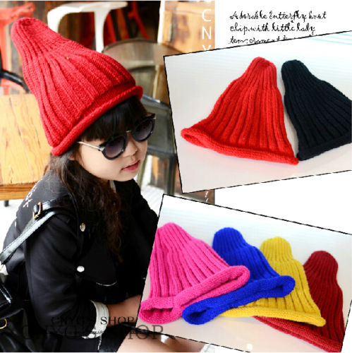 Hot Sale Vogue Multi Color Cuspidal Hats Knitted Thicker Winter Cap Hats 10*7\'\' New Free Shipping #LN