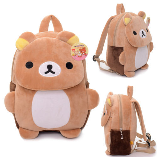 Cute Plush Rilakkuma Bear Kids Boys Cartoon Schoolbags Backpack Shoulder Bags Pre-school Bag 10*8\'\' New Free Shipping #LN