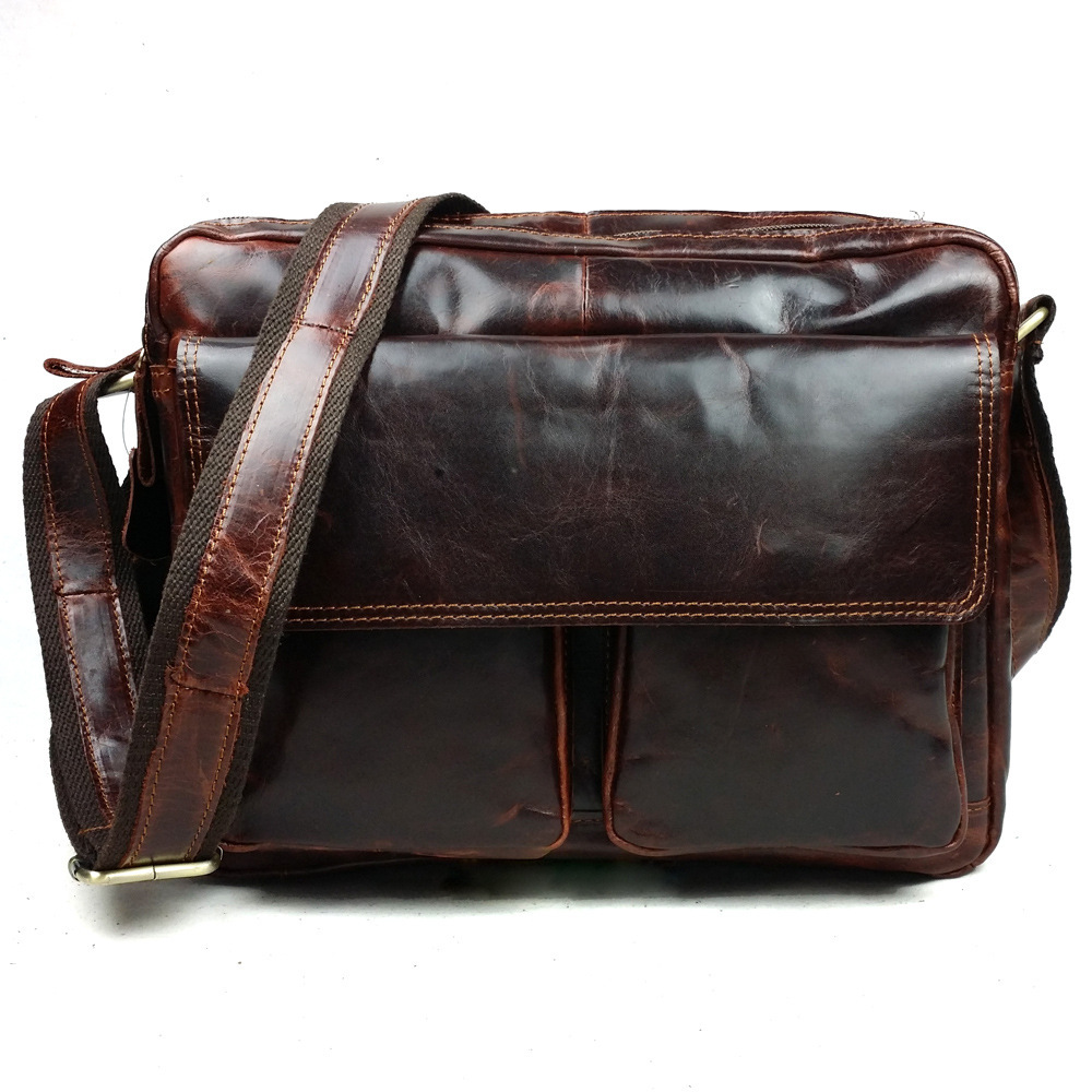 Men 100% Genuine Leather Messenger Bag Male Handba...