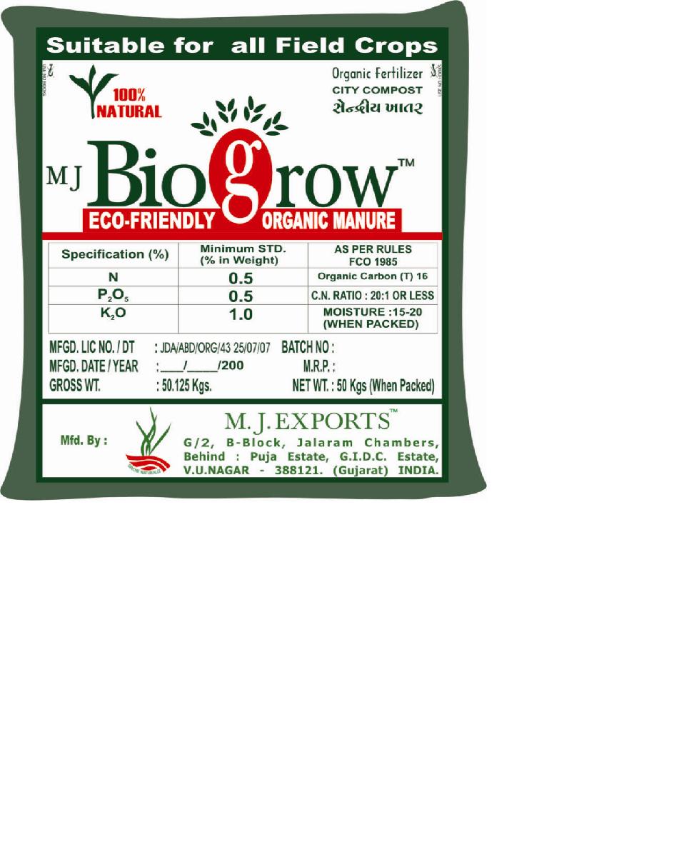 MJ BioGrow Organic Manure