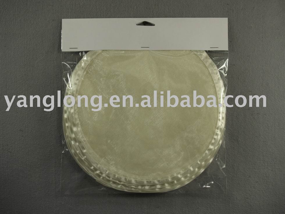 HK-282 A Tulle Circle. color: ivory 25 CT 9" diameter ribbon edge