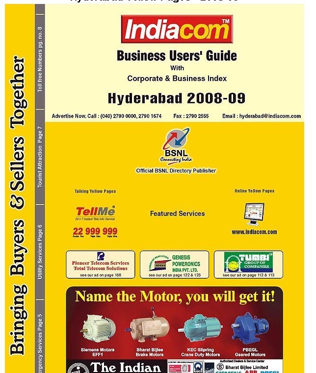 hyderabad yellow pages   2008 09