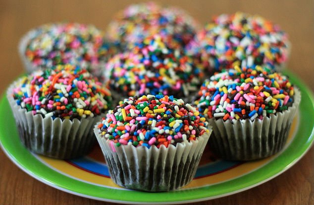 Best Candy Sprinkle Cakes, Top cup cake on A