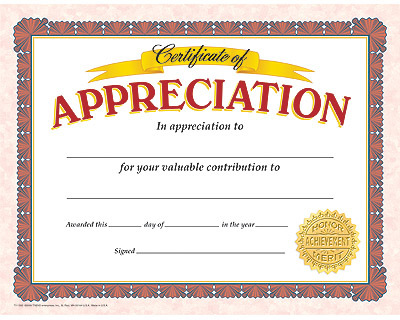 Promotional Certificate Of Appreciation, Buy C
