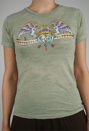 See larger image: Burnout Tee with Claddagh Tattoo T-Shirts