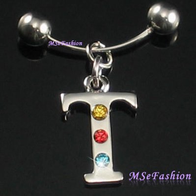  T Belly Ring, Belly Button Ring, Body Piercing Jewelry, Fashion Jewelry