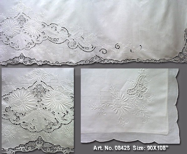 white cotton with hand embroidery bed sheet