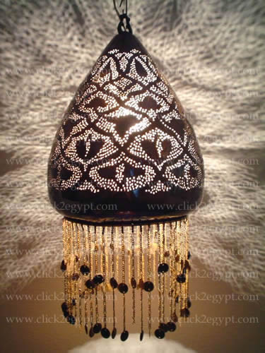 See larger image: Handmade Etching Art Brass Egyptian Hanging Lamp Shade