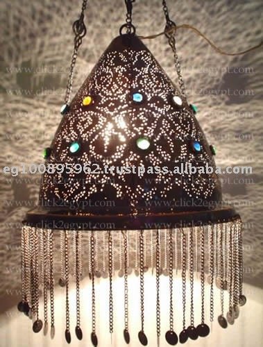 See larger image: Antique Style Handmade Jeweled Hanging Lamp Shade