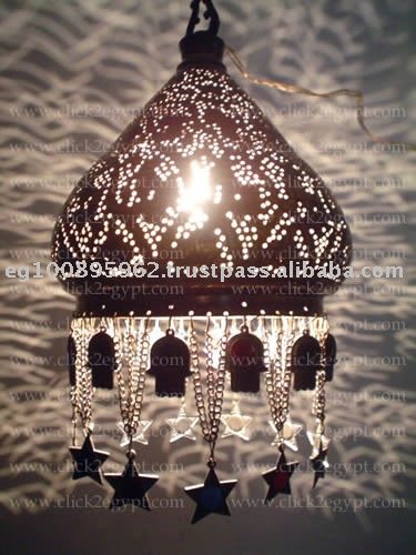 See larger image: Bedouin Patio Brass Hanging Lamp Shade With Pendants