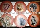 Handcrafted Leather Coasters with African Art