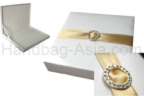 Embellished Thai silk wedding invitation boxes Thai silk pouches