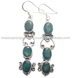 Fashion Jewellery , Indian Emerald Earrings , Silver Jewellery
