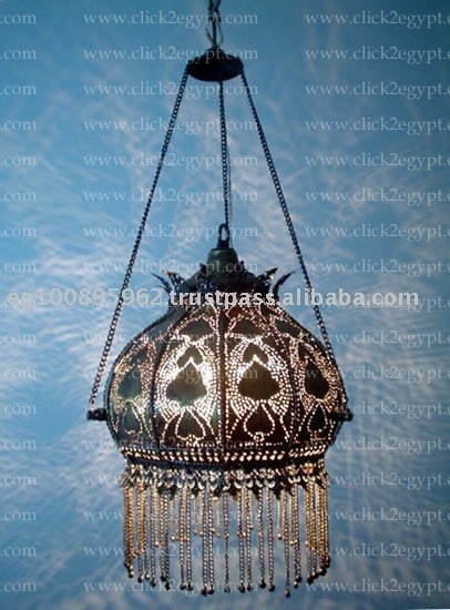 See larger image: Unique Hand-Drilled Brass/Metal Japanese Dome Lamp Shade