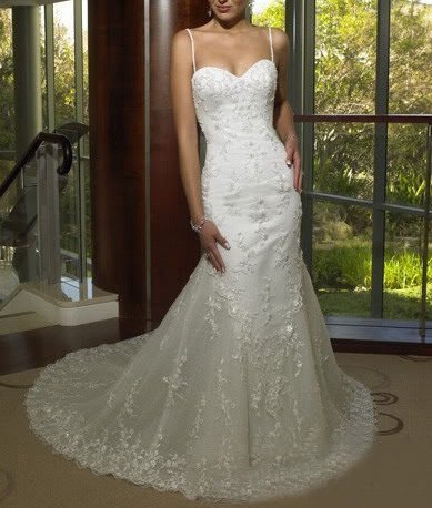 Mermaid Trumpet Wedding Dress Bridal Gown with Spaghetti Straps and 