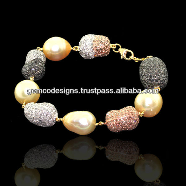 FRESH WATER PEARL BRACELET WITH 14K GOLD - JADE JEWELRY AT JADE