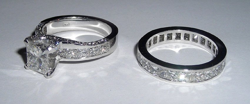 251 carats princess cut pave diamond engagement ring