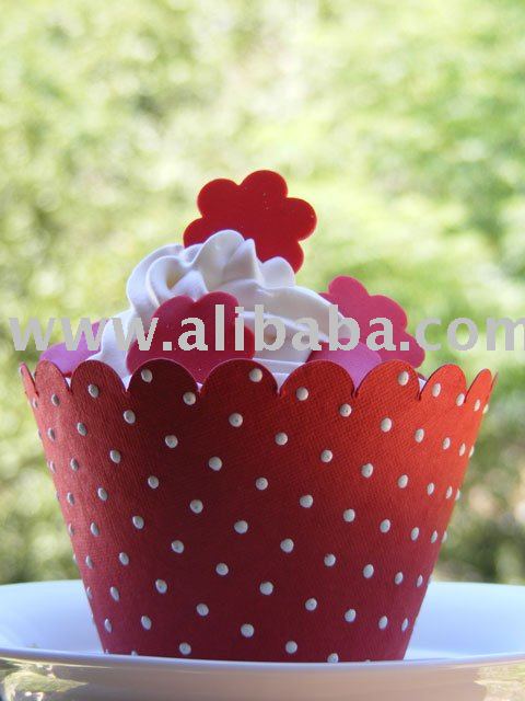 Cupcake wrappers with company logo or handmade paper wrappers for wedding 