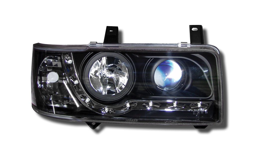 VW T5 Audi R8style Black LED DRL Projector Headlights