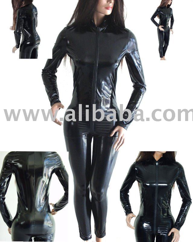 Glossy 4 way stretch PVC Catsuit Zentai Alternative to Latex