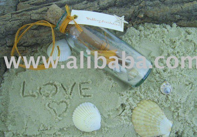 Message in a bottle beach themed wedding invitation